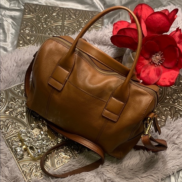 🌹FOSSIL • Vintage Super Soft Elegant Brown Leather Handbag Satchel - Picture 4 of 17